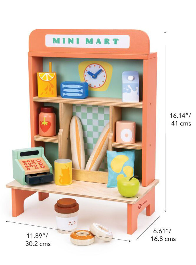 Childrens Wooden Pretend Mini Mart Toy - Dimension Image