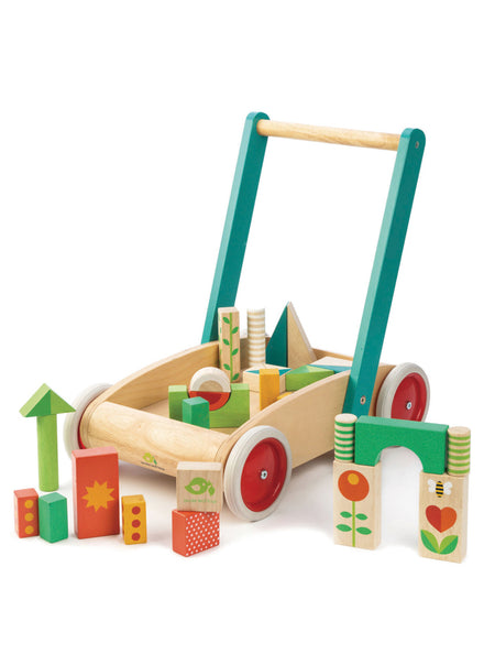 Childrens Wooden Wagon With Building Blocks - Main Image