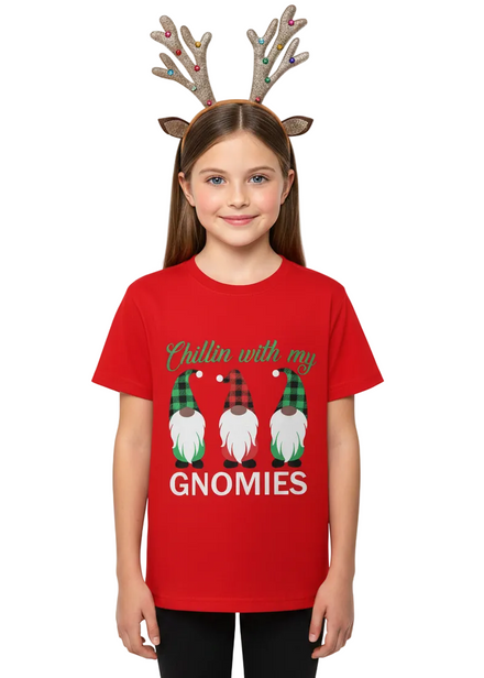 Chillin With My Gnomies Kids Funny Christmas Shirt - Main Image