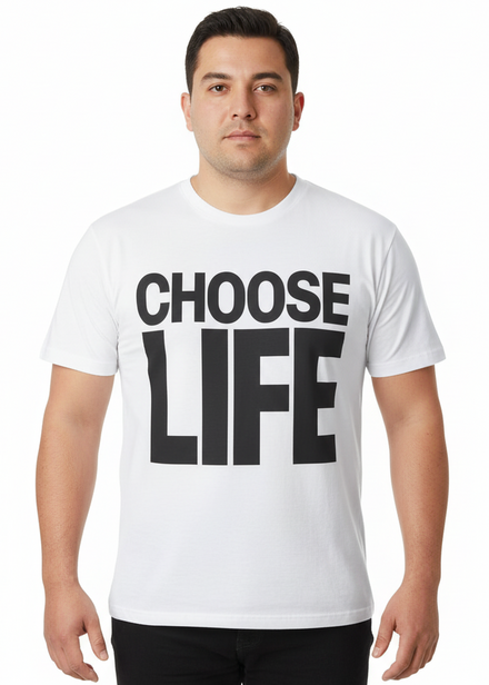 Mens Choose Life Black and White 80s Shirt Main Image