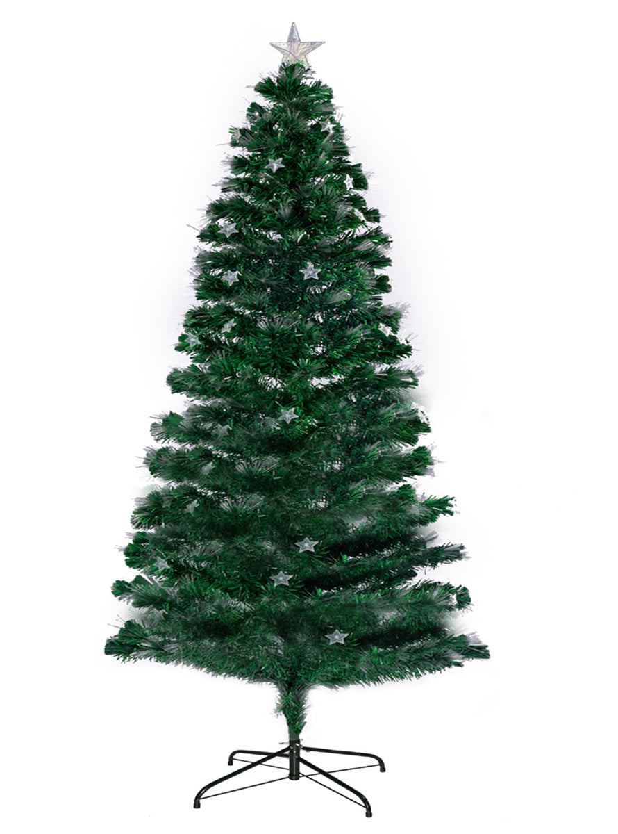 Christabelle 120cm Prelit Fibre Optic Multicolour Light Christmas Tree with Stars - Alternate Image
