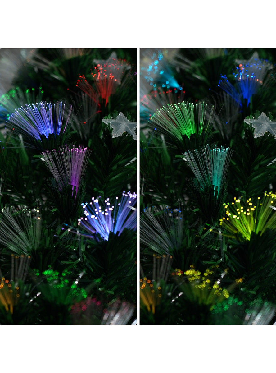 Christabelle 120cm Prelit Fibre Optic Multicolour Light Christmas Tree with Stars - Close Image 4