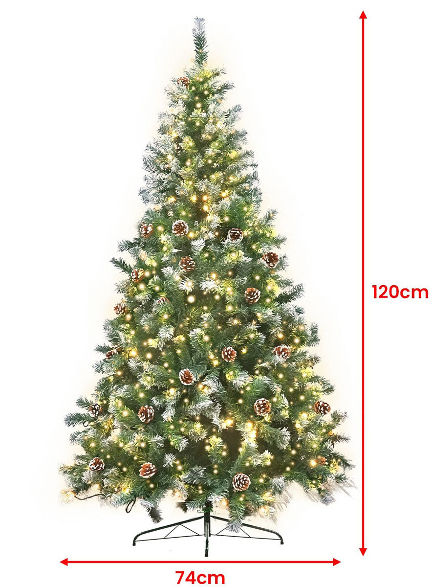 Christabelle Prelit Warm White Lights Christmas Tree With Pine Cones 120cm Dimensions Image