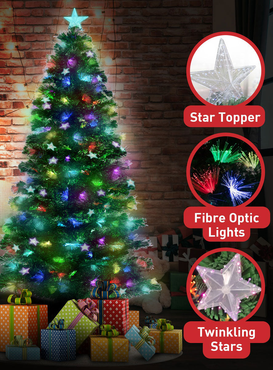 Christabelle Rainbow Prelit Christmas Tree With Stars 180cm Information Image