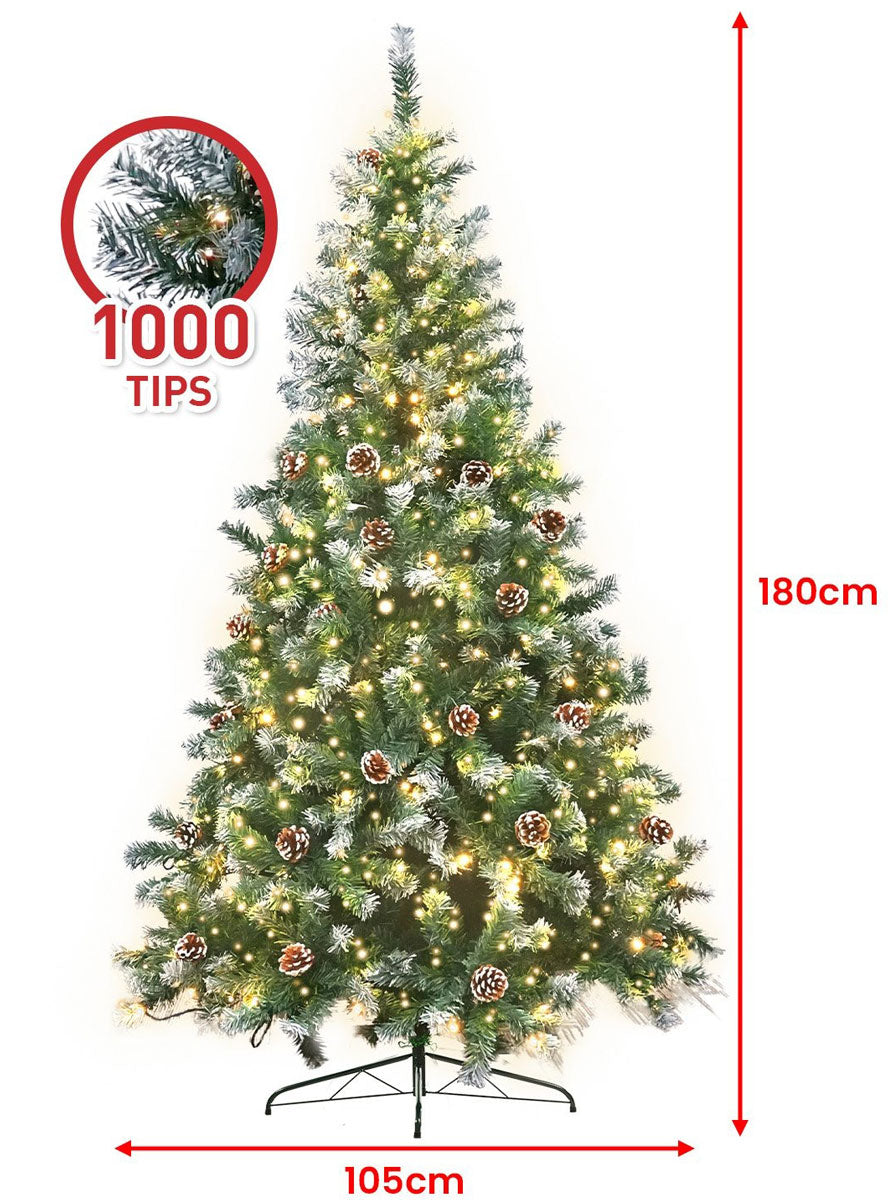 Christabelle Warm White Prelit Christmas Tree With Pine Cones 180cm Dimensions Image