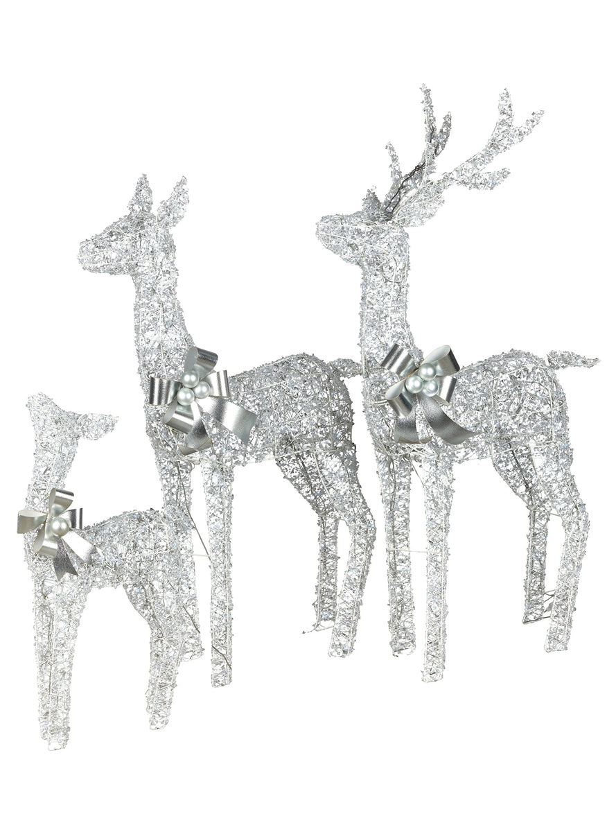 Christabelle 3 Piece Light Up Silver LED Reindeer Christmas Decoration Set - Alternate Image
