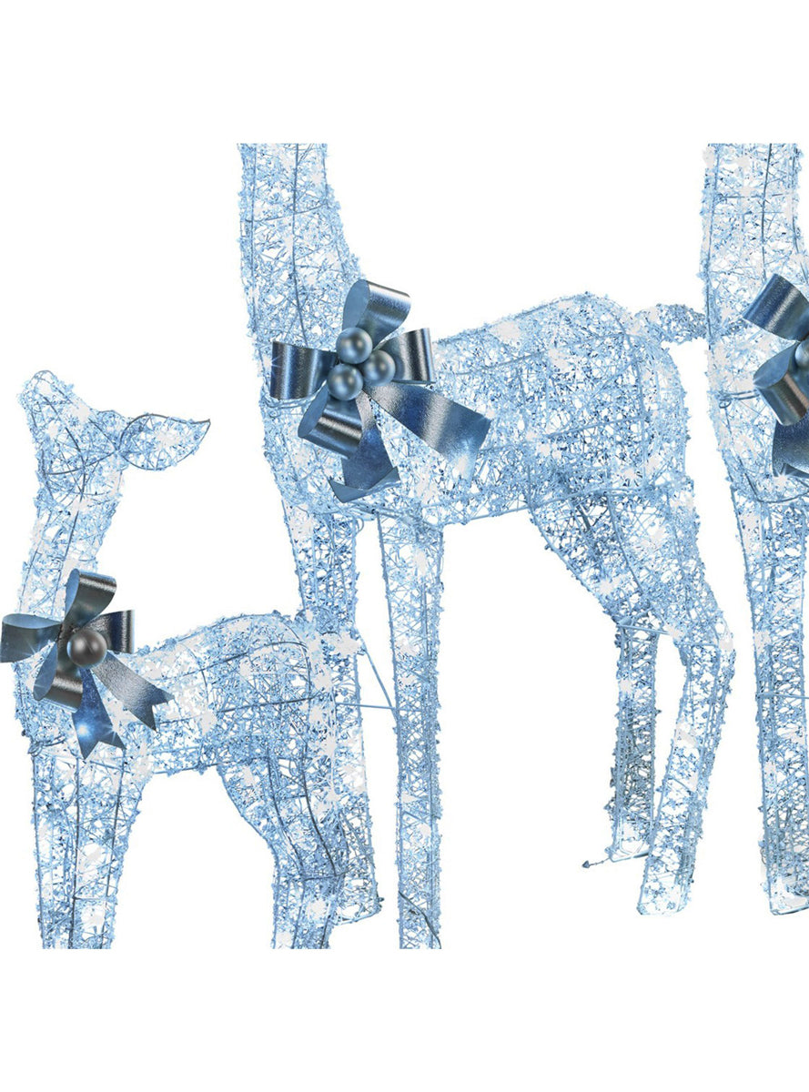 Christabelle 3 Piece Light Up Silver LED Reindeer Christmas Decoration Set - Close Image