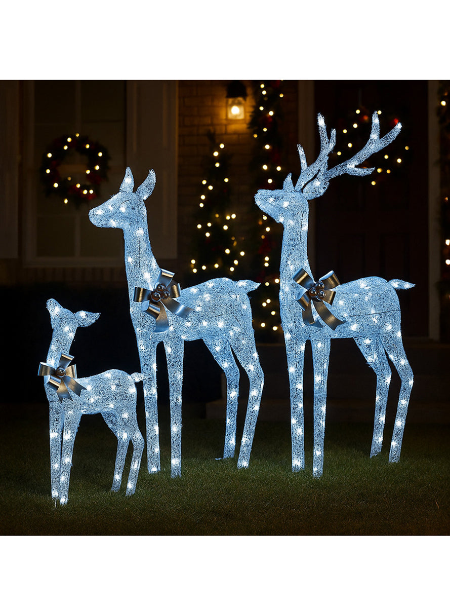 Christabelle 3 Piece Light Up Silver LED Reindeer Christmas Decoration Set - Lifestyle Image