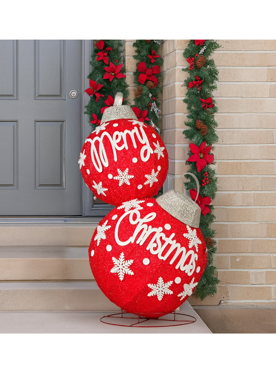 Christabelle Warm LED Light Giant Merry Christmas Bauble Stack Christmas Decoration - Lifestyle Image