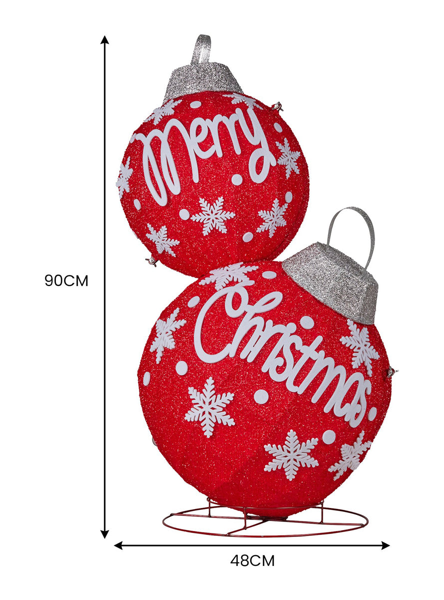 Christabelle Warm LED Light Giant Merry Christmas Bauble Stack Christmas Decoration - Measurements Image