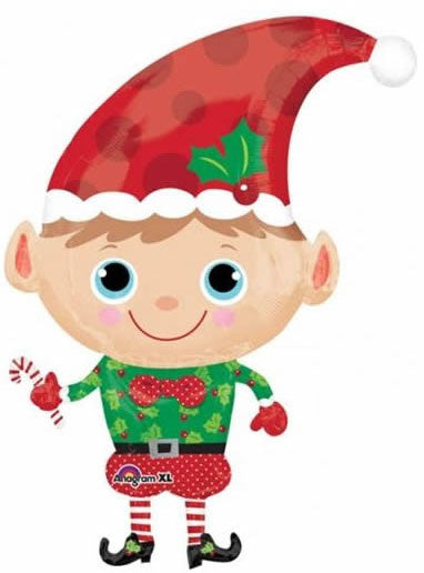 Christmas Elf Supershape 66Cm X 91Cm Self Sealing Foil Balloon - Main Image