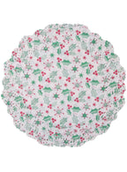 Image of Christmas Holly Print 10 Pack Large Paper Doilies