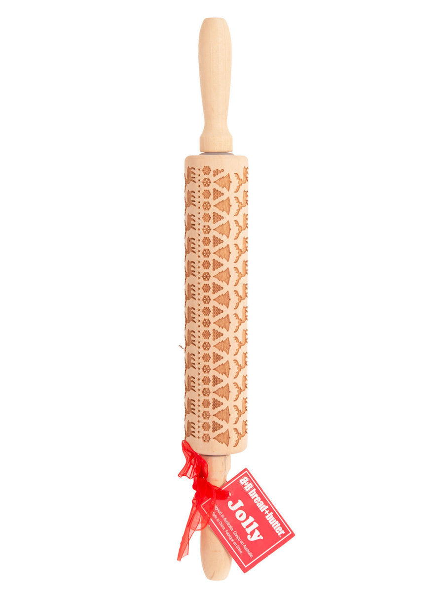 Christmas Icon Etched Wooden Rolling Pin - Main Image