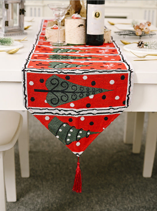 Christmas Tree Print Thick Knitted Table Runner - Main Image