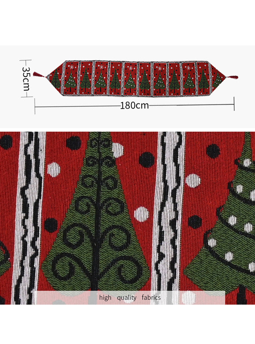 Christmas Tree Print Thick Knitted Table Runner - Dimensions Image