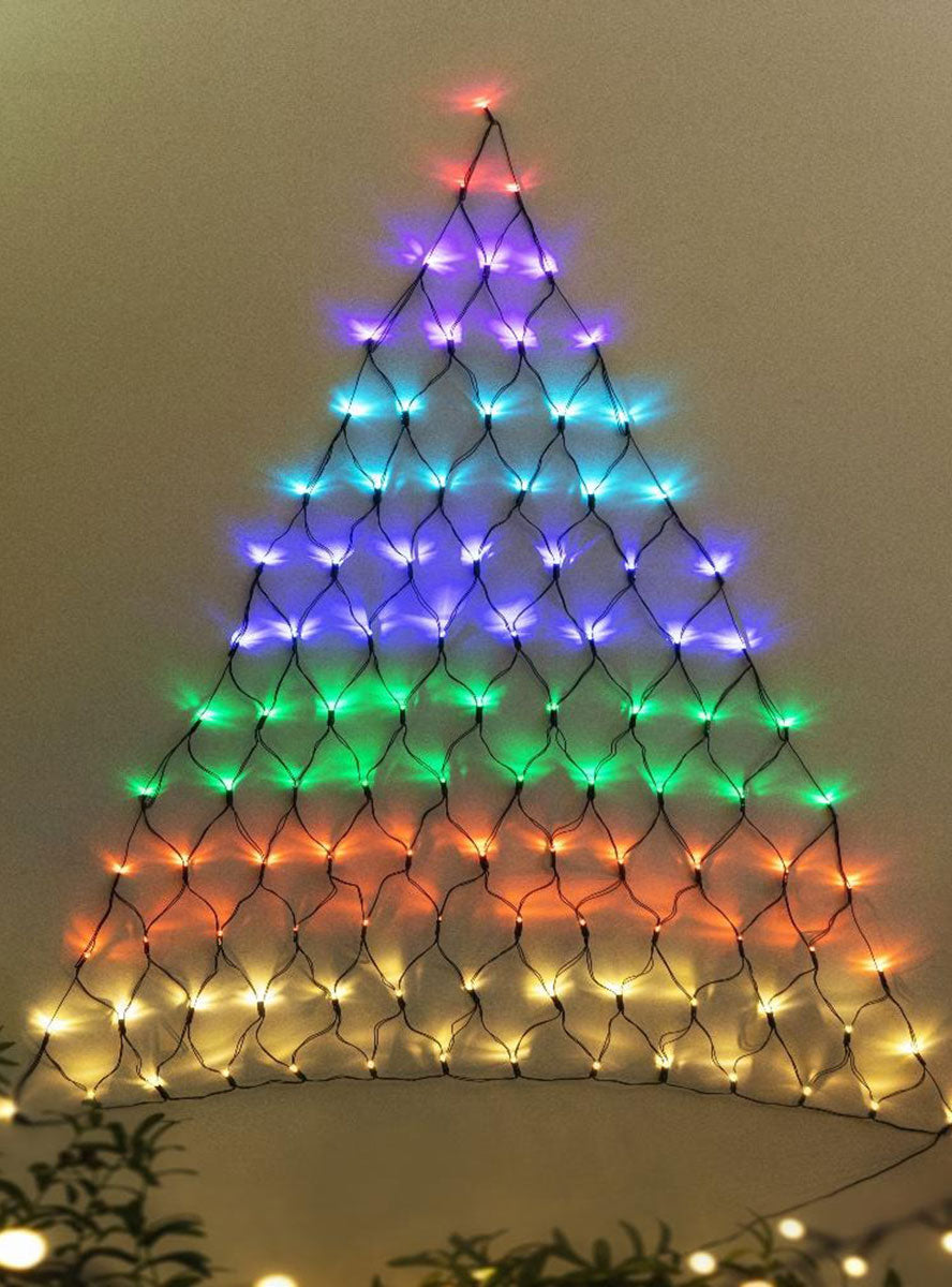 Rainbow Wall Net Christmas Lights Tree Shape - Alternate Image 1