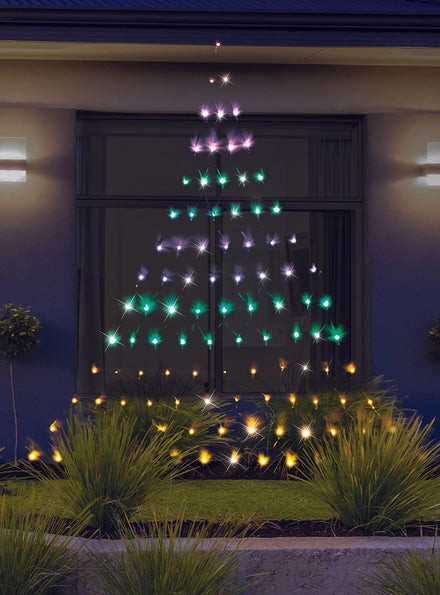 Rainbow Wall Net Christmas Lights Tree Shape - Main Image