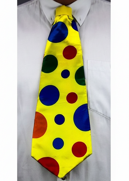 Circus Clown Yellow Polka Dot Jumbo Costume Tie - Main Image