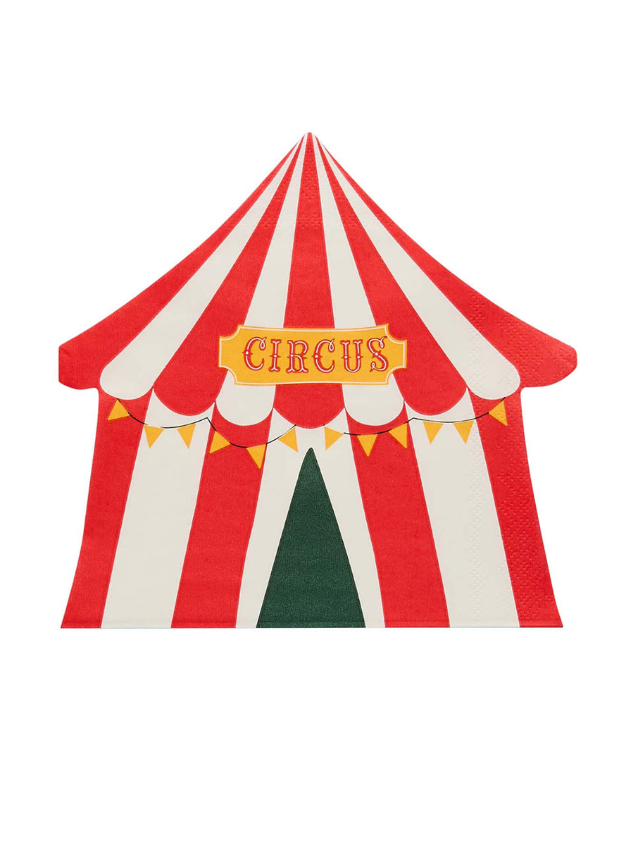 Circus Party 16 Pack 16cm Red Tent Shaped Napkins — Main Image