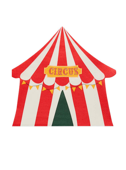 Circus Party 16 Pack 16cm Red Tent Shaped Napkins — Main Image
