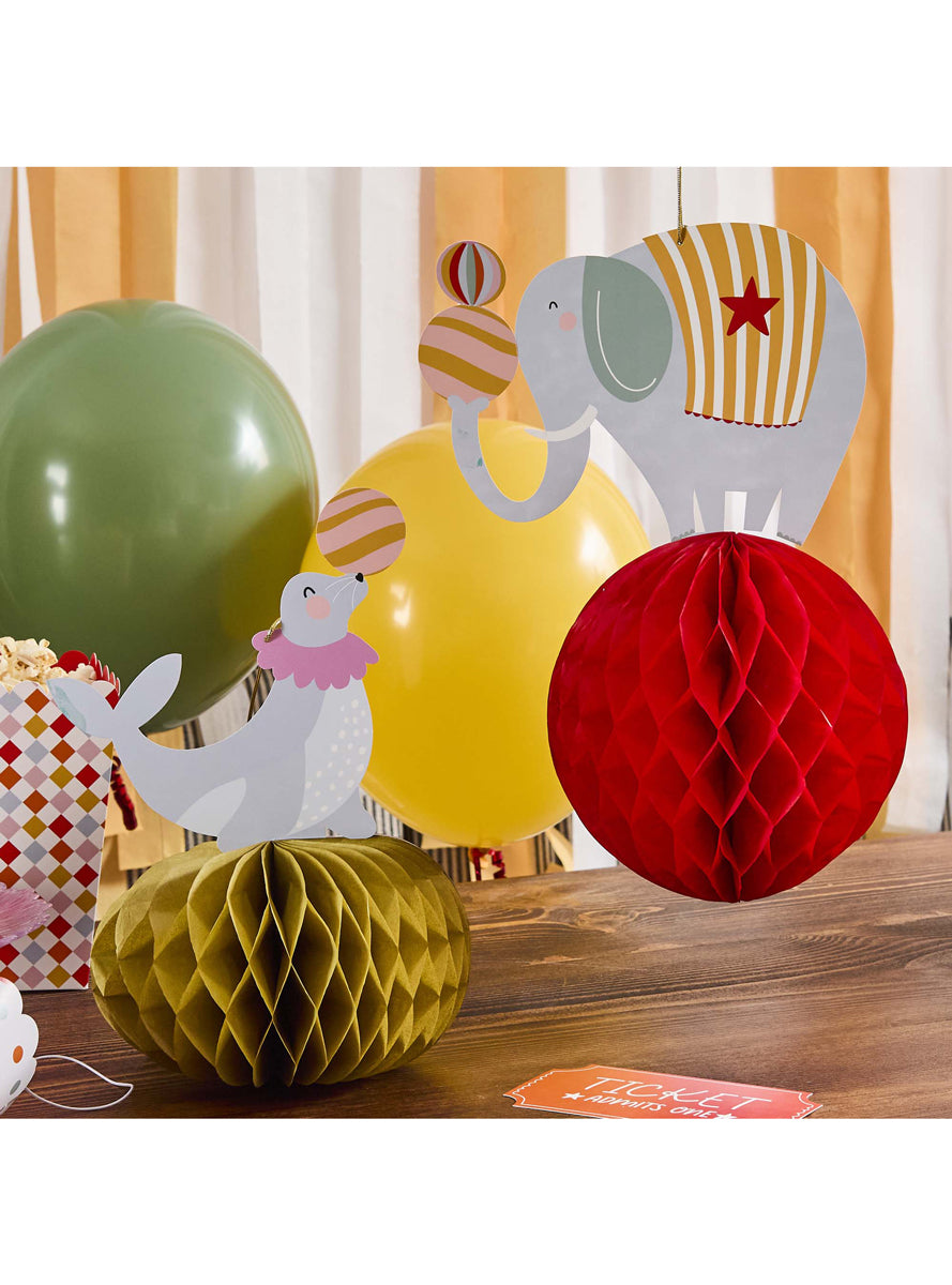 Circus Party 2 Pack Honeycomb Decorations — Lifestyle Image 1
