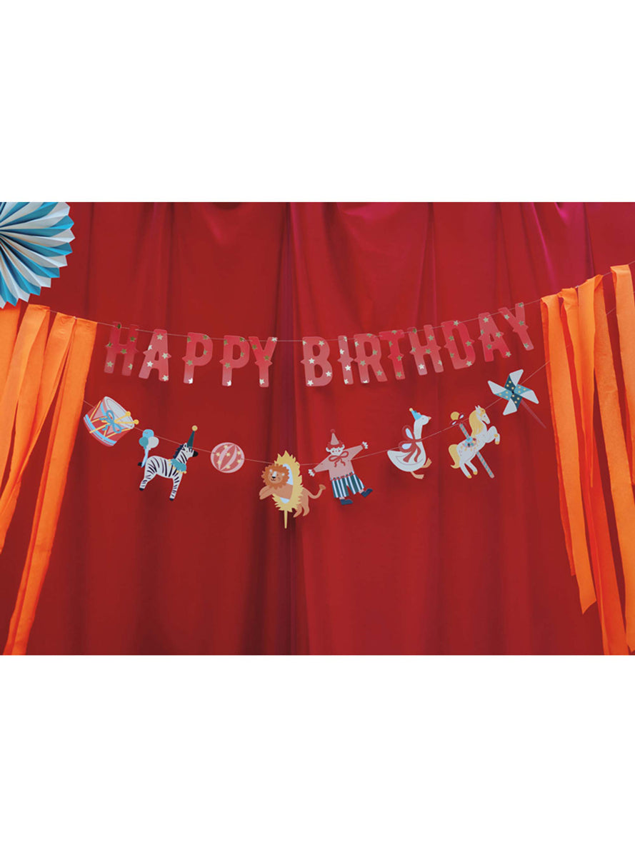 Circus Party 275cm Happy Birthday Banner With Streamers — Lifestyle Image 1