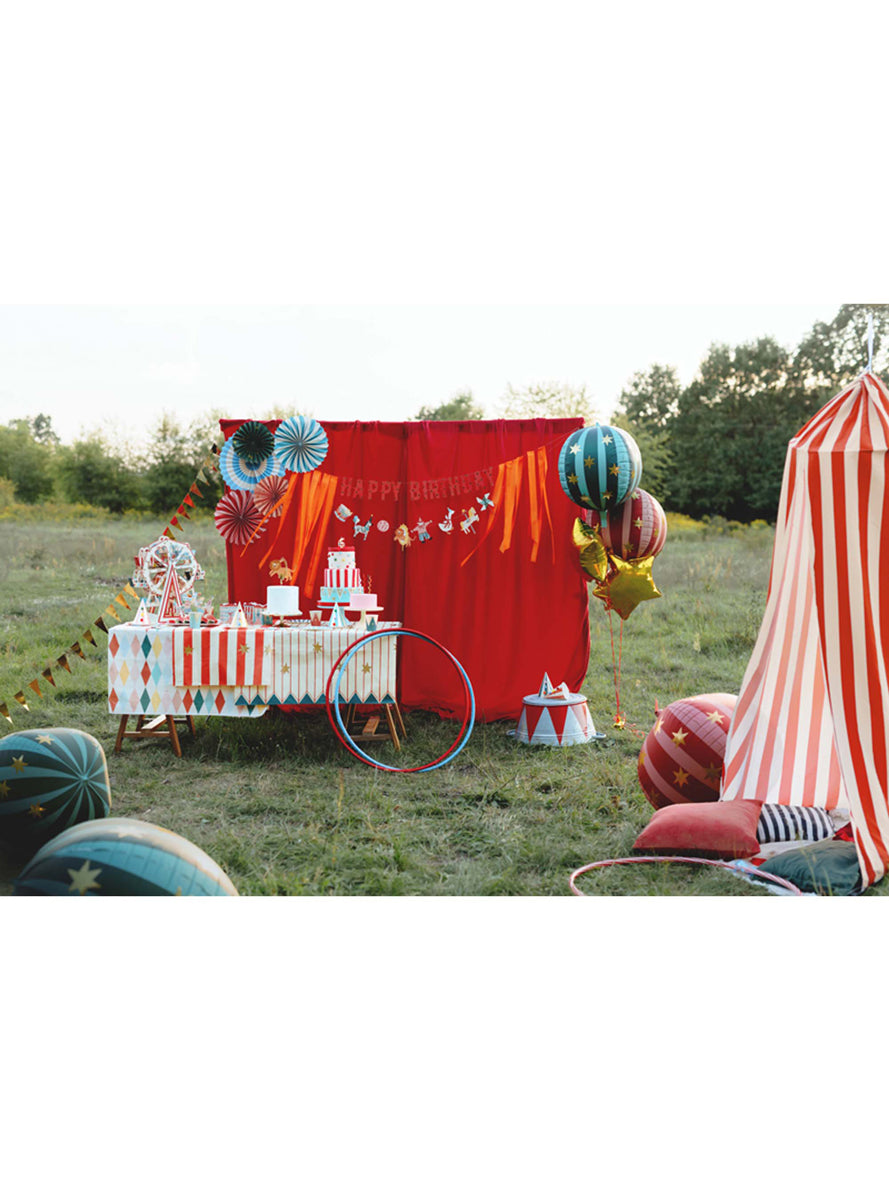 Circus Party 275cm Happy Birthday Banner With Streamers — Lifestyle Image 2