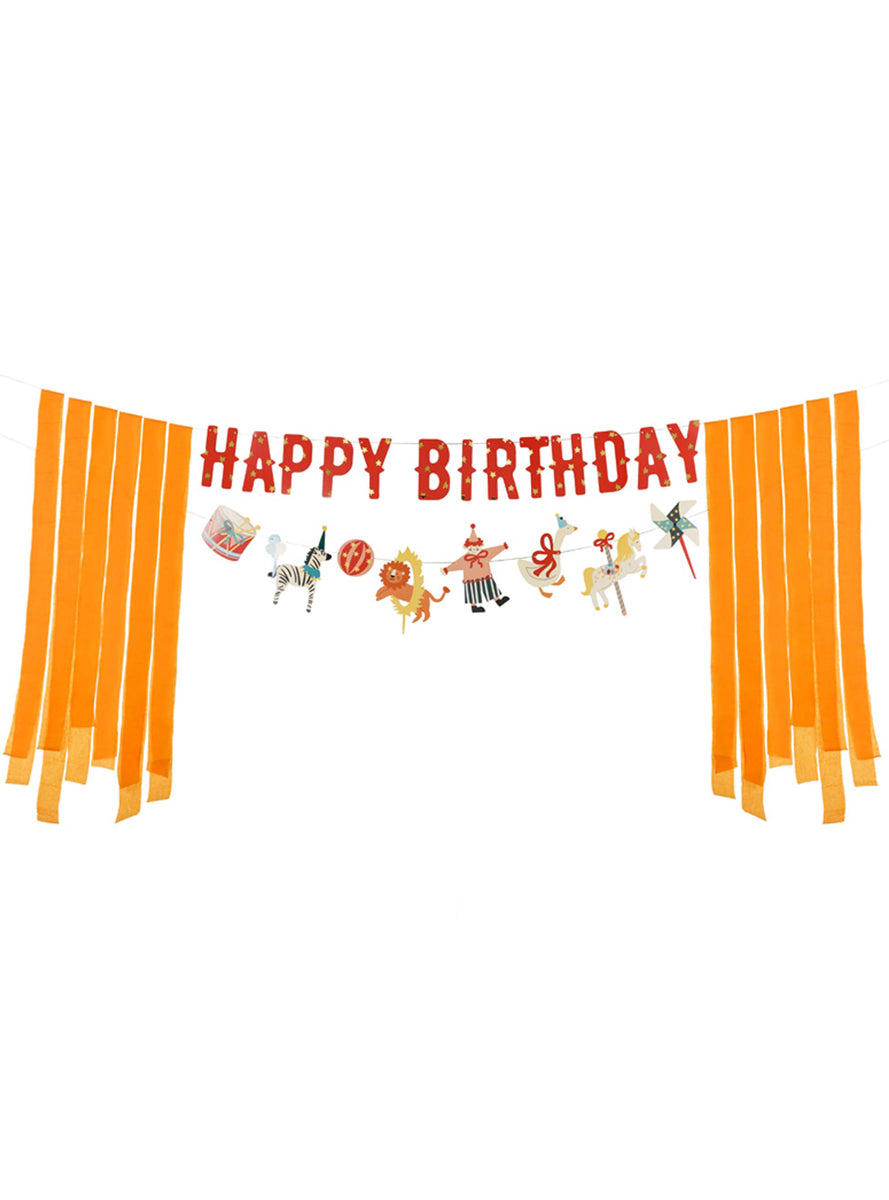 Circus Party 275cm Happy Birthday Banner With Streamers — Main Image