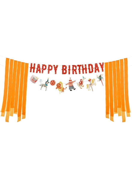 Circus Party 275cm Happy Birthday Banner With Streamers — Main Image
