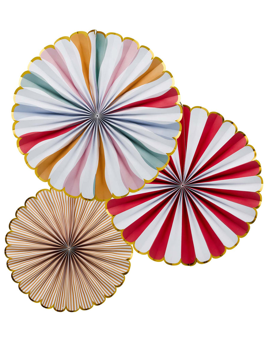 Circus Party 3 Pack Hanging Fan Decorations — Main Image