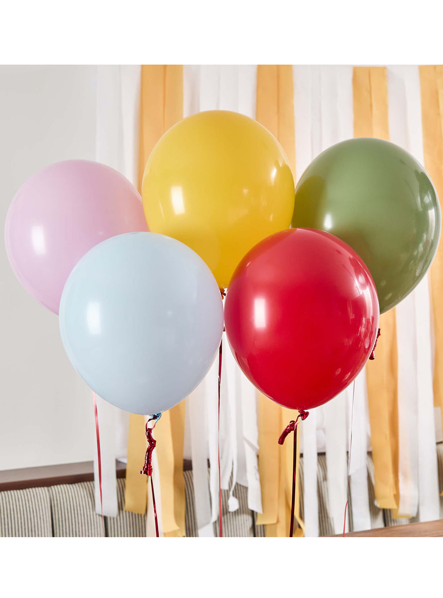 Circus Party 5 Pack Rainbow 30cm Latex Balloons — Lifestyle Image