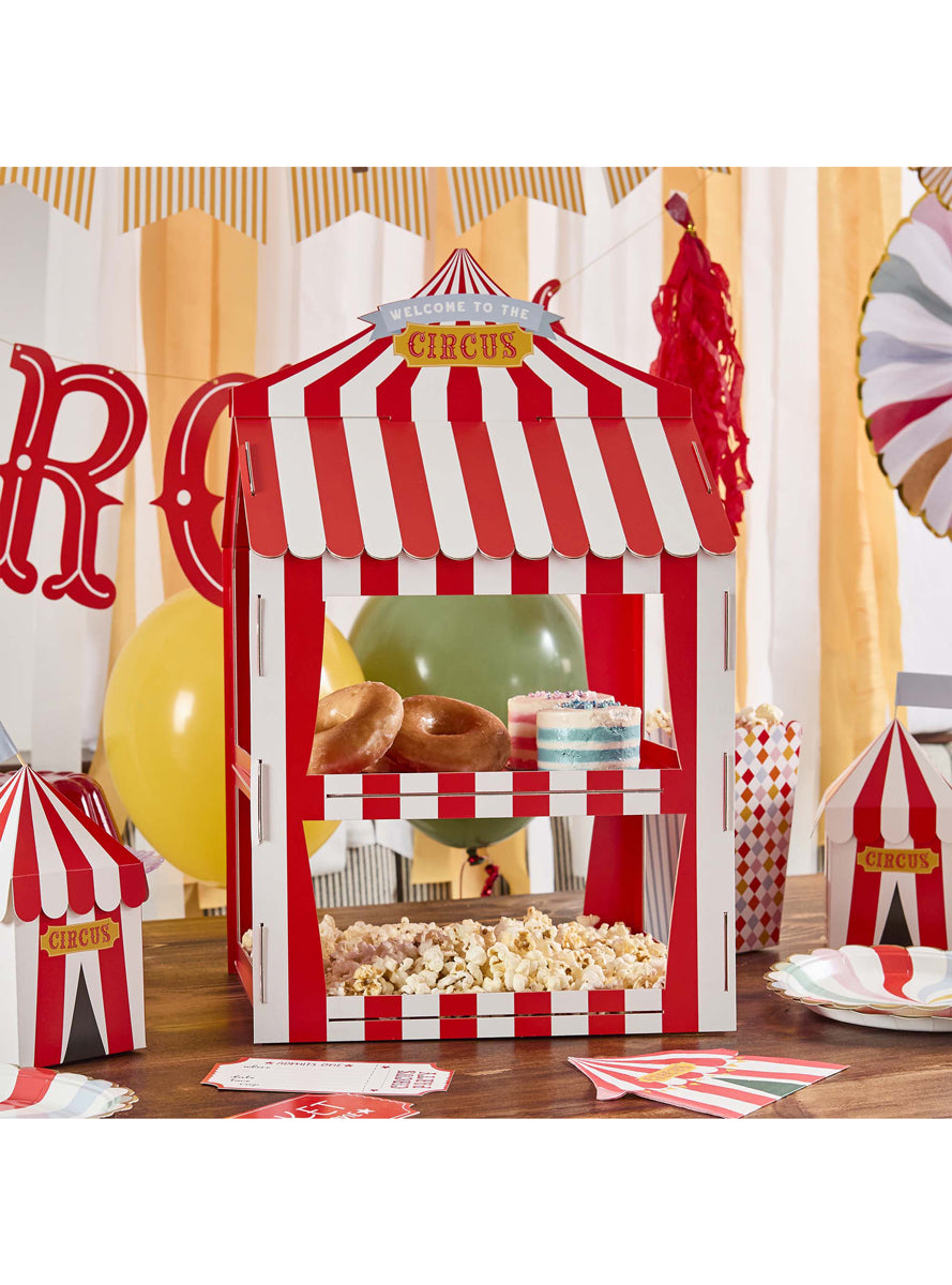 Circus Party 54cm Red And White Striped Food Stand — Lifestyle Image 1