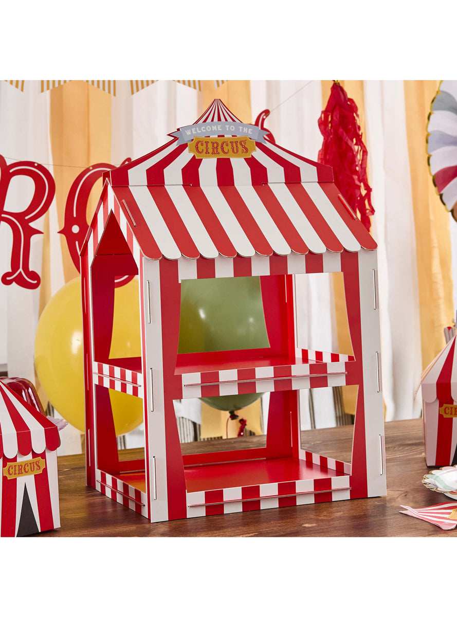 Circus Party 54cm Red And White Striped Food Stand — Lifestyle Image 2