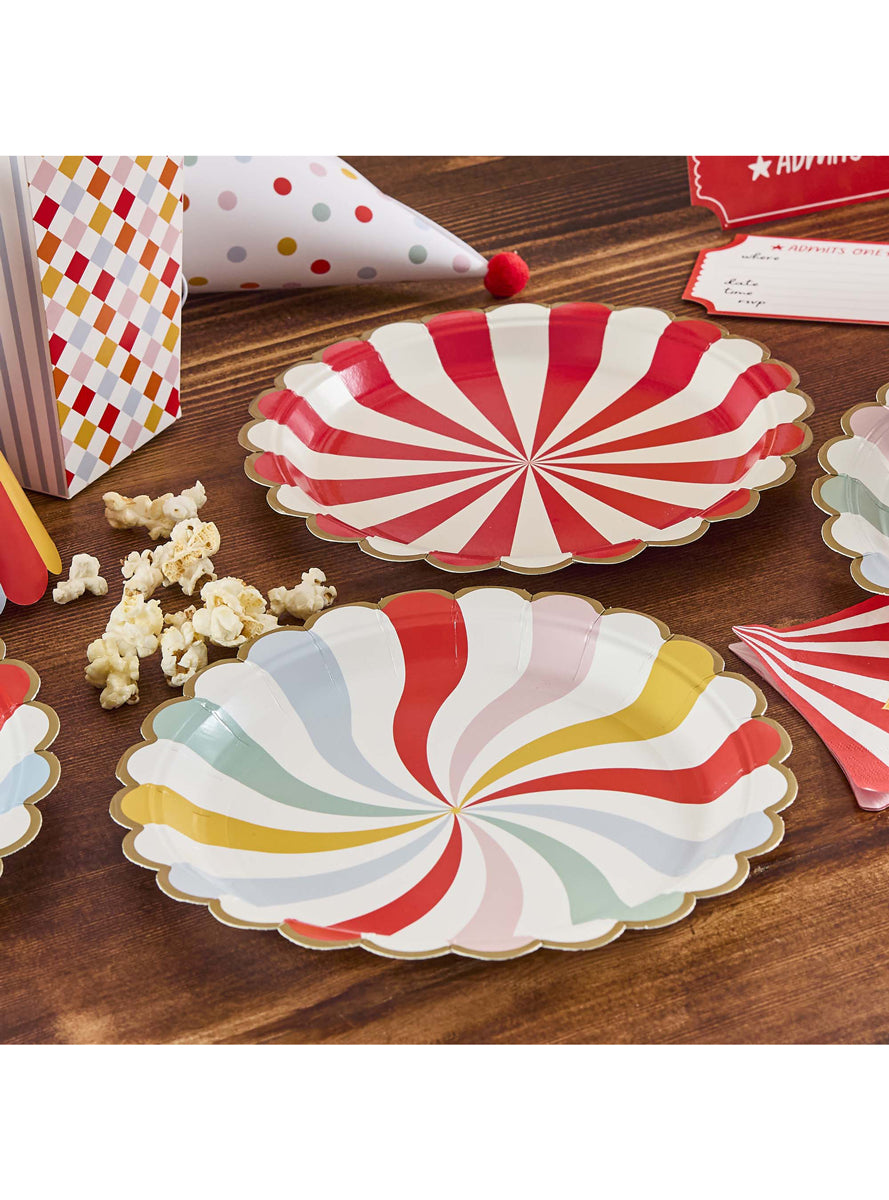 Circus Party 8 Pack Swirl Print Paper Plates — Lifestyle Image 2