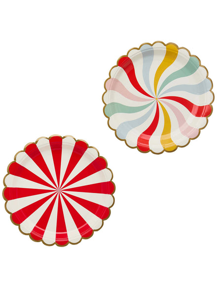 Circus Party 8 Pack Swirl Print Paper Plates — Main Image