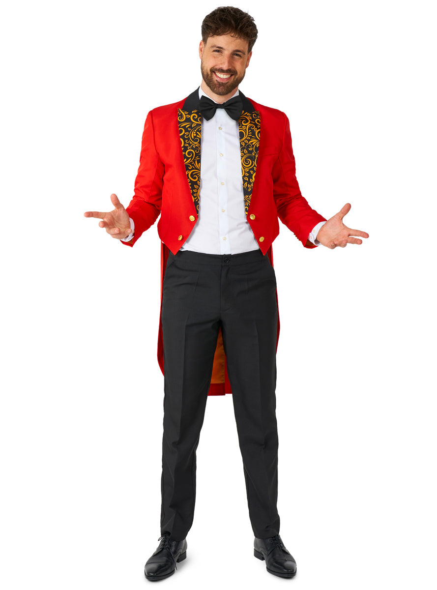 Circus Ringmaster Mens Red Tailcoat Costume Suit - Main Image