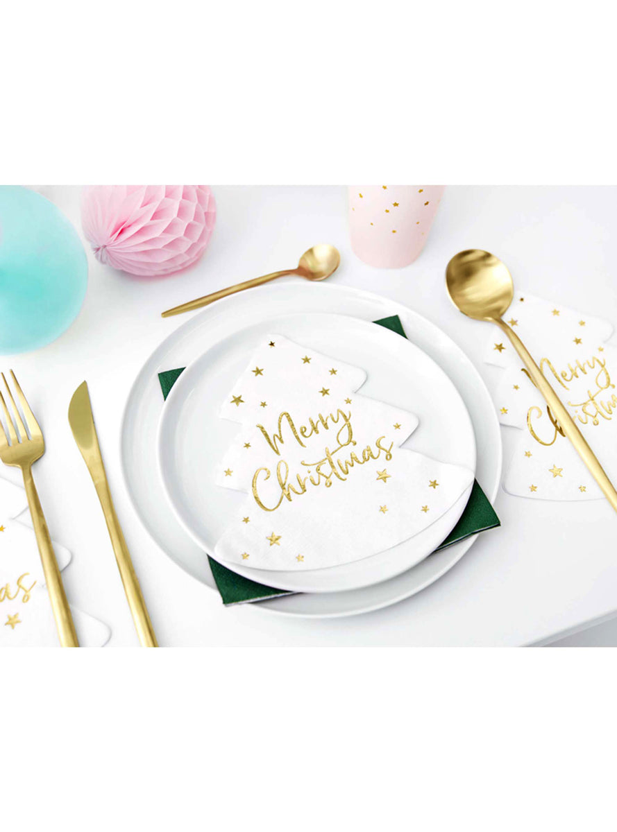 Merry Christmas Tree Shape Napkins - Lifestyle Image