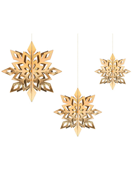 Gold Snowflake Hanging Decorations - Main Image