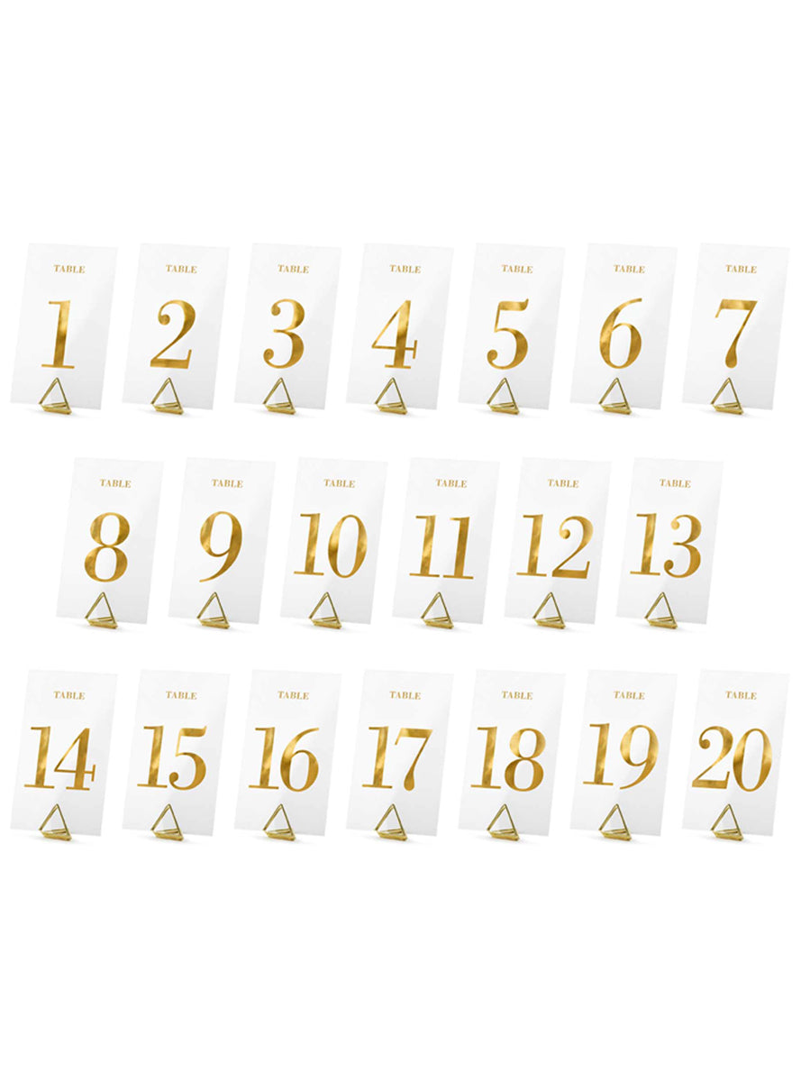 Classic Gold 20 Piece Metallic Table Number Set — Main Image