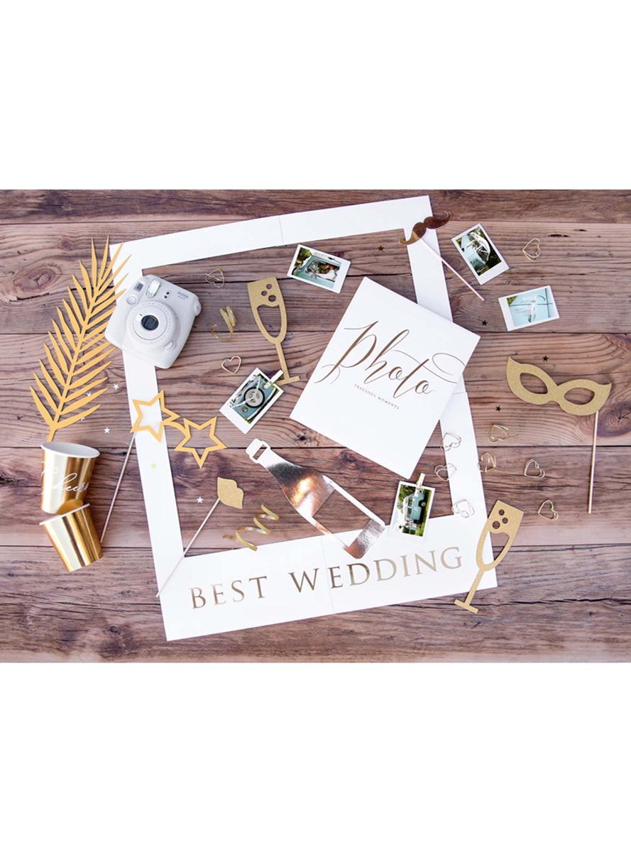 Classic Gold Lets Celebrate 8 Piece Photobooth Props — Lifestyle Image 2