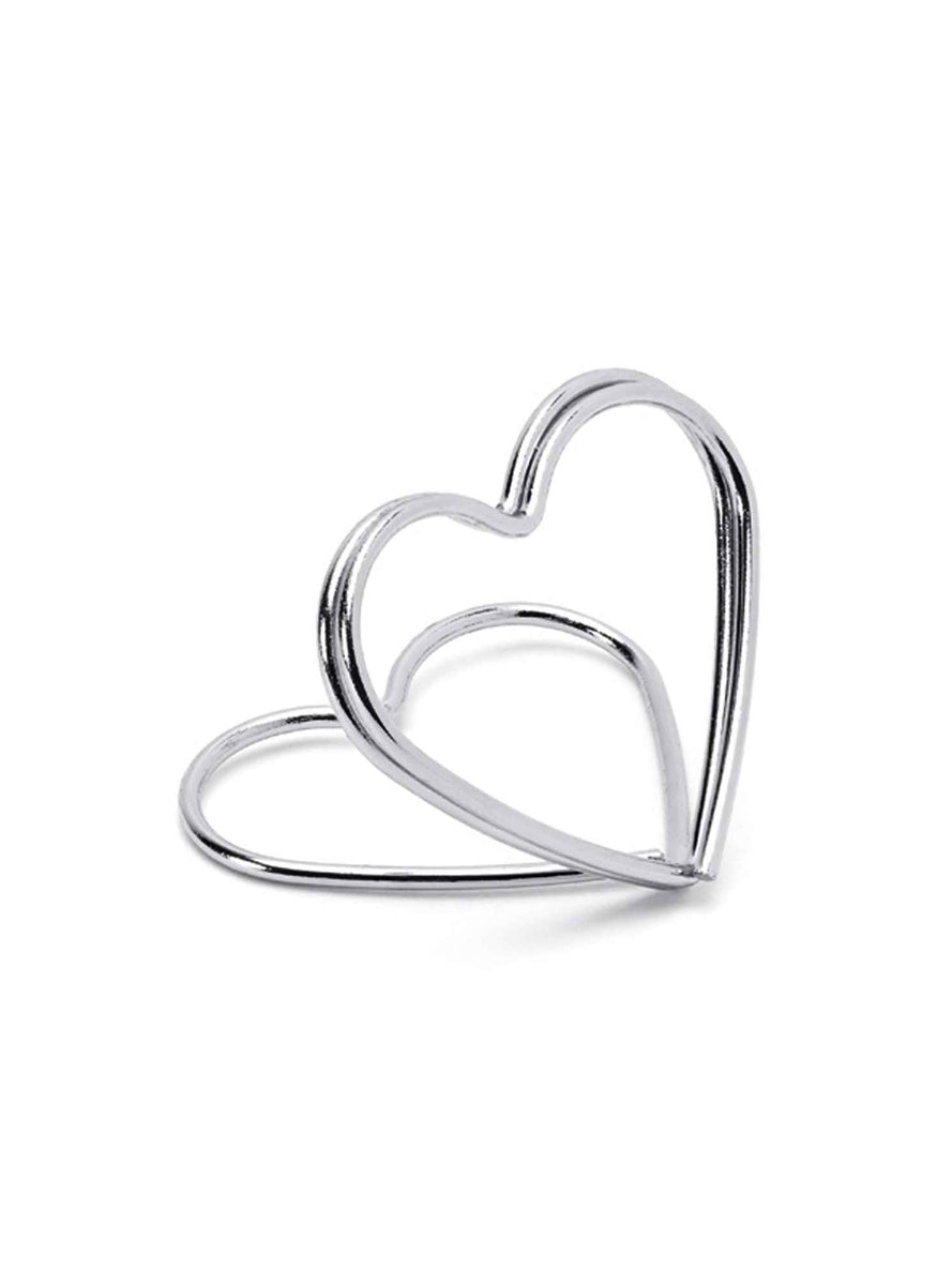 Classic Wedding 10 Pack Silver Heart Place Card Holders — Alternative Image