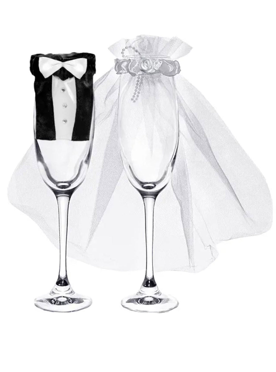 Classic Wedding Bride and Groom Champagne Glass Clothing - Main Image