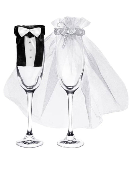 Classic Wedding Bride and Groom Champagne Glass Clothing - Main Image