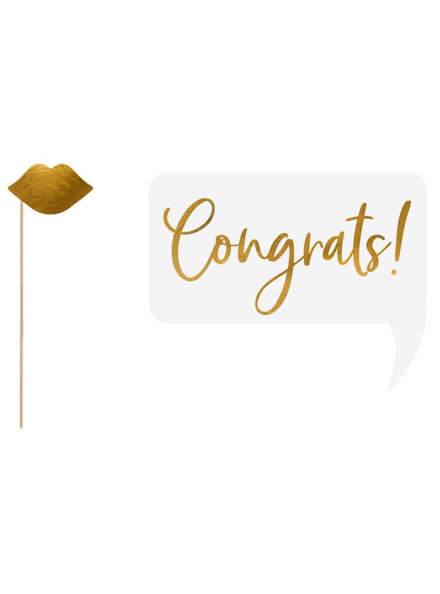 Classic Wedding Gold 10 Piece Photobooth Props - Main Image