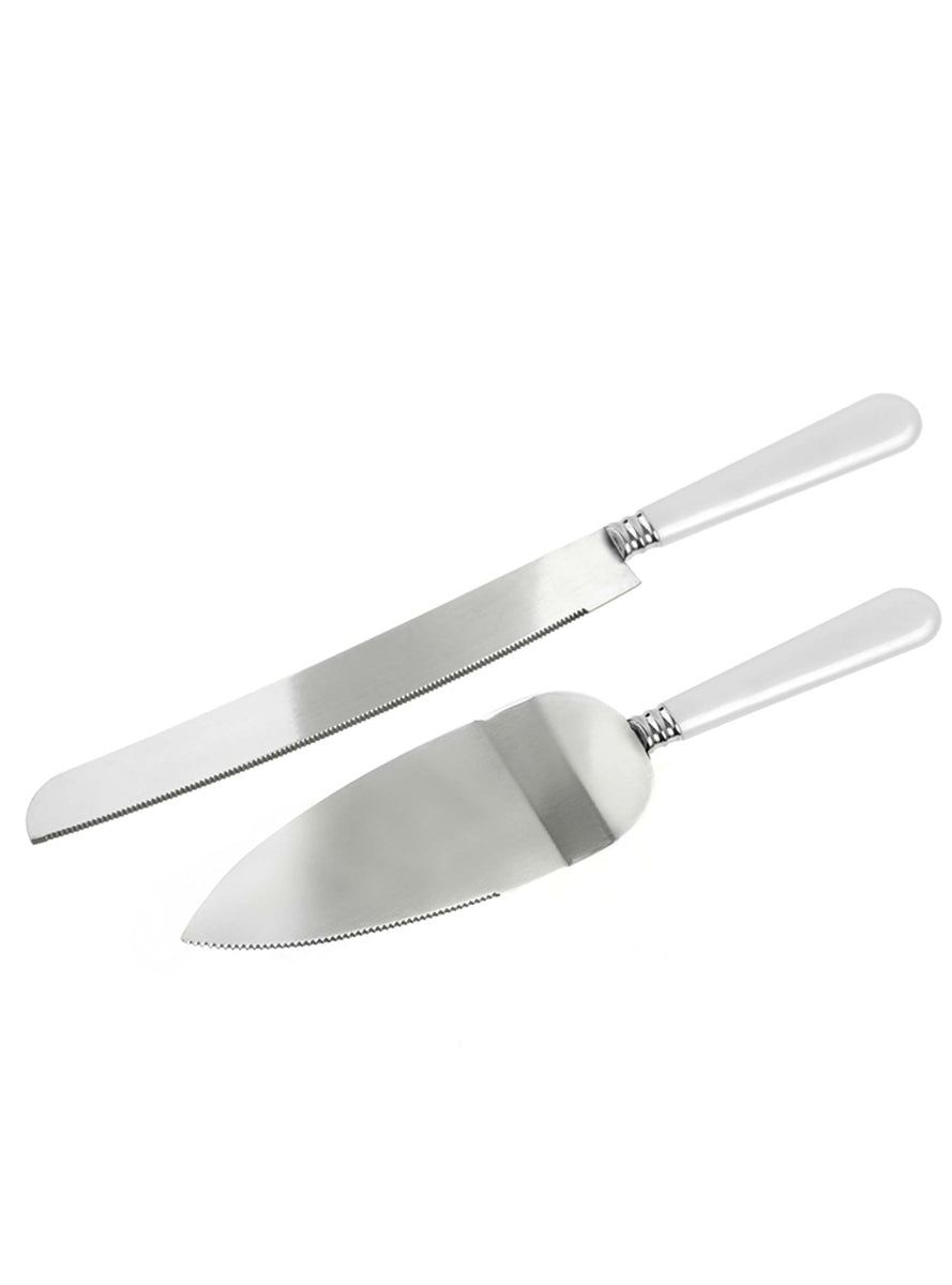 Classic Wedding Silver Cake Serving Knife Set - Main Image
