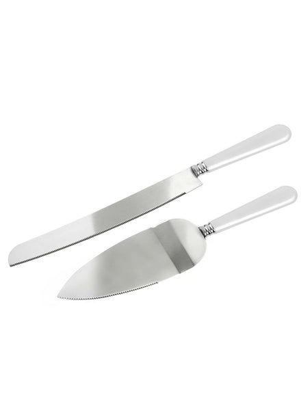 Classic Wedding Silver Cake Serving Knife Set - Main Image
