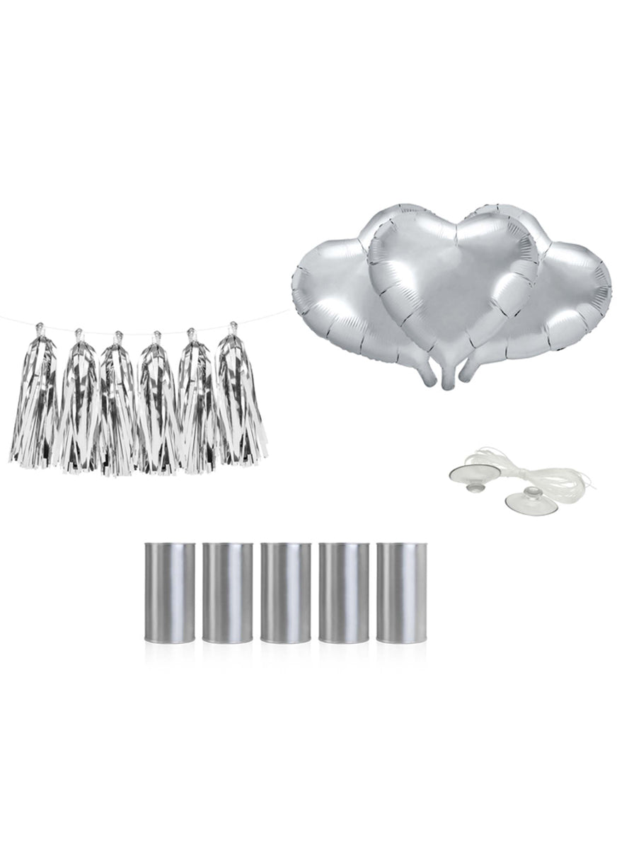 Classic Wedding Silver Foil Car Decorating Kit - Main Image