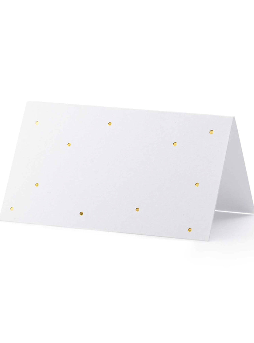 Classic White 10 Pack Place Cards with Gold Dots - Main Image