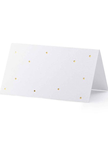 Classic White 10 Pack Place Cards with Gold Dots - Main Image