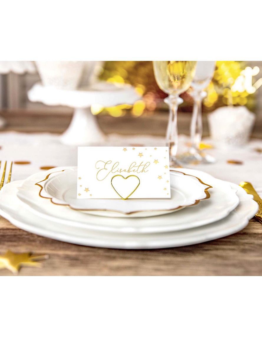 Classic White 10 Pack Place Cards with Gold Stars - Lifestyle Image 1